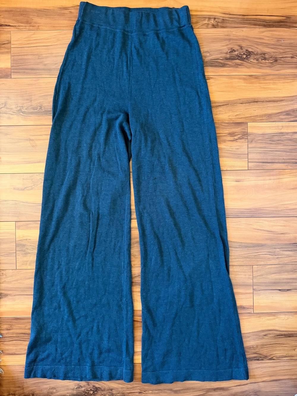 Peruvian Connection Teal Wide-Leg Knit Lounge Pants